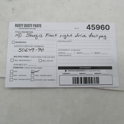 Harley Davidson Genuine Sturgis Front Right Drive Footpeg FXDB 50649-9