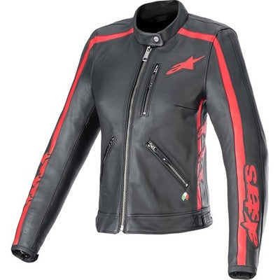 Alpinestars Stella Dyno Leather Womens Jackets Black/Haute Red Md 3113