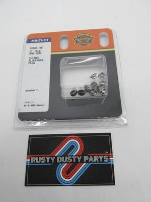 Harley-Davidson OEM NOS 1/4" Allen Hole Plugs, 10 Pack Chrome 94130-93