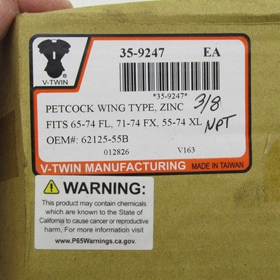 V-Twin  NPT Petcock Wing Type Zinc FL 65-74 FX 71-74 XL 55-74 Harley 3