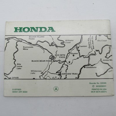 Honda 1987 Motorcycle Booklet Tips &Practice Guide For The Off-Highway