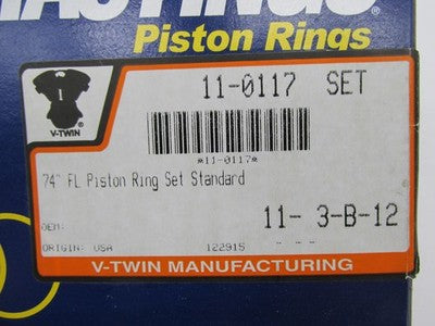 Hastings V-Twin NOS Harley 74" FL Piston Ring Set Standard 11-0117