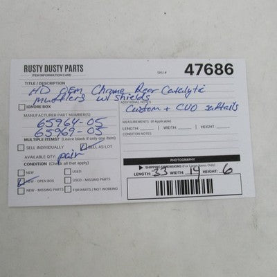Harley OEM NOS 05-06 CVO Screamin Eagle Fat Boy CAT Mufflers 65964-05