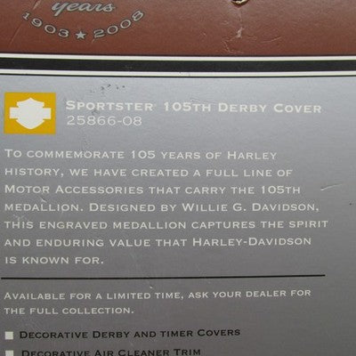 Harley Davidson OEM NOS 105th Anniversary 6 hole Derby Cover kit 08 XL