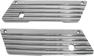 Joker Machine Saddlebag Latch Covers Finned - Chrome 04-50-1