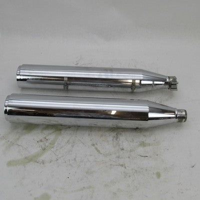 Pair of Harley OEM Stock Softail Street Bob Chrome Mufflers w/ Shields