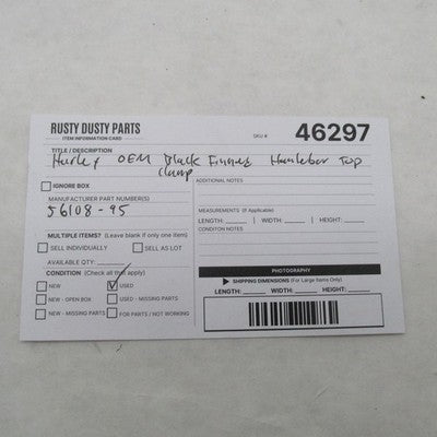 Harley Davidson OEM Black Finney Handlebar Riser Top Clamp 1" 56108-95