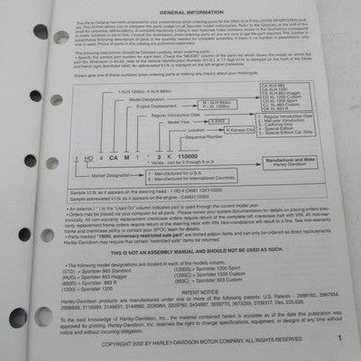Harley-Davidson Official Factory 2003 Sportster Models Parts Catalog 9