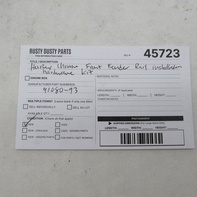 Harley Davidson OEM NOS Chrome Front Fender Rail Install Hardware Kit