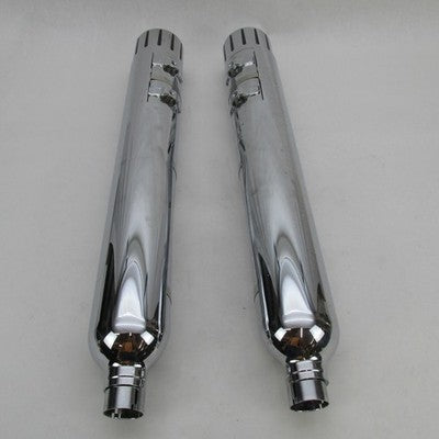 Pair of Harley CVO Touring Chrome Mufflers w/ Tips & Shields 64900111