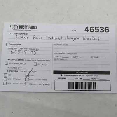 Harley-Davidson OEM 95-99 Softail Rear Exhaust Hanger Bracket Black 65