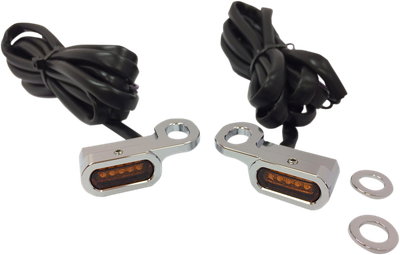 Drag Specialties LED Handlebar Marker Lights Chrome/Amber/Amber 2040-2128