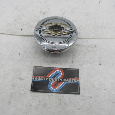 Harley Davidson OEM Flames Bar & Shield Fuel Cap Medallion 99686-98