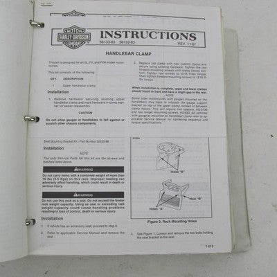 Harley Davidson Genuine Late 1980-90s Accessory Installation Instructi