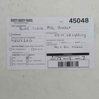 Buell NOS Harley Davidson 2003-2010 Lightning License Plate Bracket M0