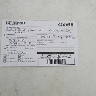 Harley Davidson OEM Right Side Front Fork Lower Leg Slider 06-08 Trng