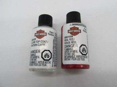 Harley Davidson Genuine NOS Touch Up Paint Kit Clear Coat & Real Red 9