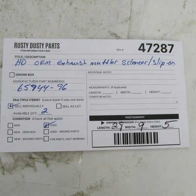 Harley Davidson OEM Single Chrome Exhaust Muffler Silencer Slip On 659