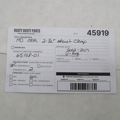Harley Davidson OEM 02-17 V-Rod Exhaust Clamp 65108-01
