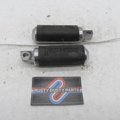 Pair of Harley-Davidson OEM Large Rubber + Chrome Custom Footpegs 5091