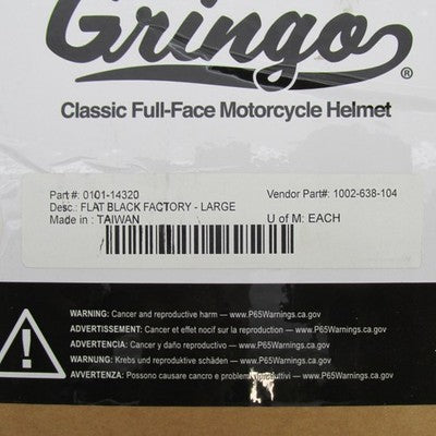 Biltwell NIB Gringo Large DOT Flat Black Factory Logo 1002-638-104 | 0