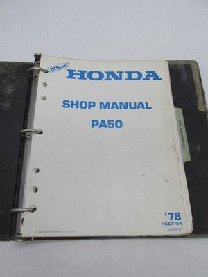 Honda Official Factory 1978 PA50 Motorcycle Service Shop Manual Book