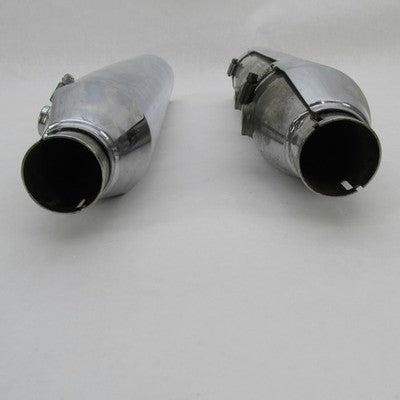 Pair of Harley OEM Softail Chrome Catalyst Mufflers w/ Shields 65872-0