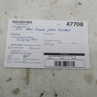 Harley Davidson Genuine Rear License Plate Bracket Touring 97-08 53375