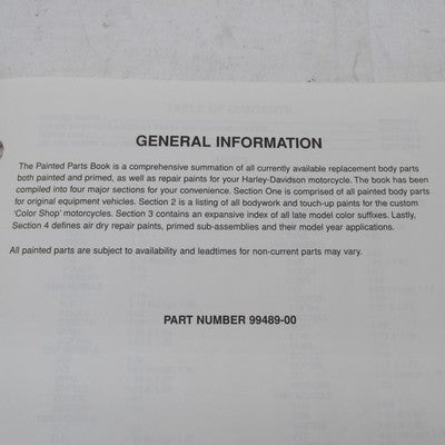 Harley Davidson OEM 1989-2000 Painted Parts Official Factory Manual 99