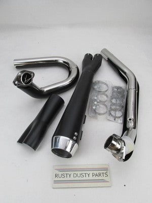 Bassani NOS Indian Scout 2 into 1 Megaphone Exhaust Short Black 8S12JB