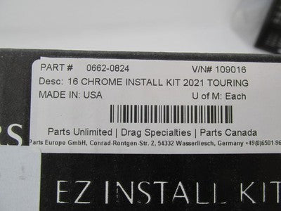 Fat Baggers NOS NIB 16" Chrome Handlebar Install Kit Touring 0662-0824