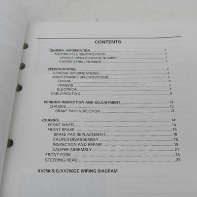 Yamaha XV250 Service Manual Operator Guide LIT-11616-XV-25 LIT-11616-0