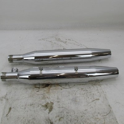 Pair of Harley OEM Softail Fat Boy Deuce Mufflers w/ Shields 65890-00