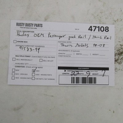 Harley Davidson OEM 99-08 Touring Passenger Grab Rail Chrome 91583-99