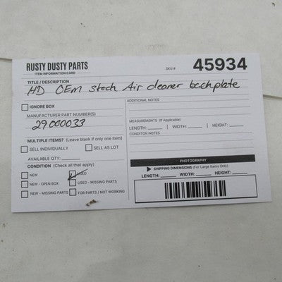 Harley-Davidson Genuine Stock Black Air Cleaner Filter Backing Plate 2