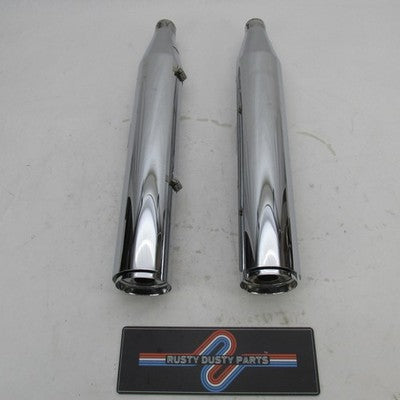 Pair of Harley OEM Stock 18-24 Softail Chrome Slip-On Mufflers 6490045