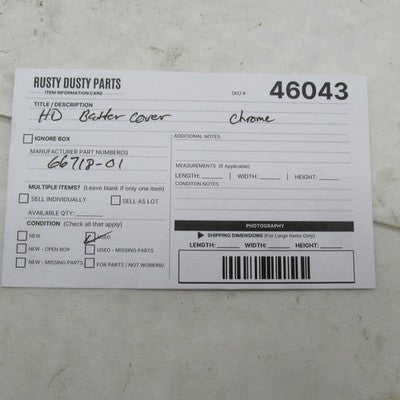 Harley Davidson OEM Chrome Battery Cover 97-03 Sportster 66718-01