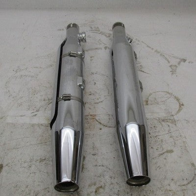 Pair of Harley OEM Softail Fat Boy Deuce Mufflers w/ Shields 65890-00