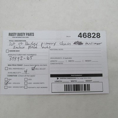 Lot of 4 Harley Davidson OEM NOS Pimry Chain Tnsioner Anchor Plate Nut