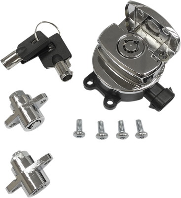 Drag Specialties Side Hinge Ignition Switch/Saddlebag Lock Kit Chrome