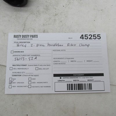 Harley Davidson NOS OEM 2 Piece Handle Bar Clamp 56103-52A