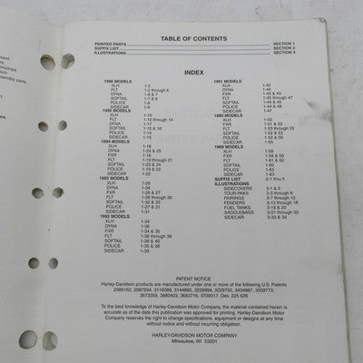 Harley Davidson Genuine 1989-1996 Painted Parts Catalog Factory Manual