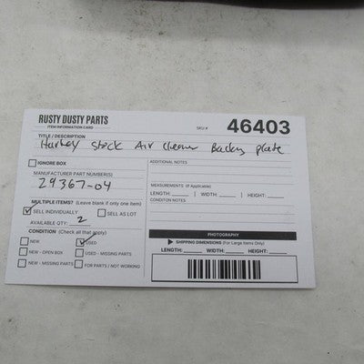 Harley Davidson OEM Stock Softail Dyna Air Cleaner Backing Plate 29347