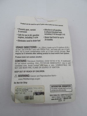 Sta-bil Stabil Fuel Stabilizer NOS 4 FL OZ Treats Up to 10 Gallons 222