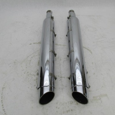 Pair of Harley Davidson Genuine Stock Chrome Exhaust Mufflers Pipes 65