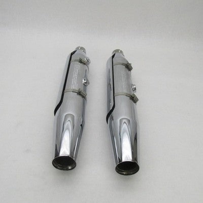Pair Harley OEM Chrome Catalytic Slip-On Exhaust Mufflers FXST 08-17 6