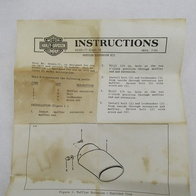 Harley Davidson OEM NOS Chrome Slash Cut Exhaust Tips 1978+ FL FLH 654