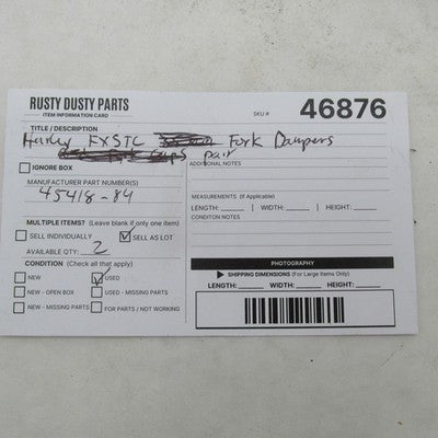 Pair of Harley Davidson OEM 41mm Fork Dampers FXSTC FXDWG Wide Glide 4
