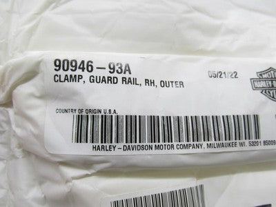 Harley Genuine OEM NOS Right Saddlebag Guard Rail Outer Clamp, Chrome