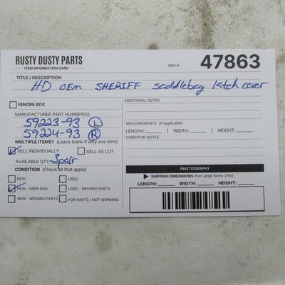 Harley OEM NOS Sheriff Saddlebag Decals inserts 93-13 Touring 59223-93